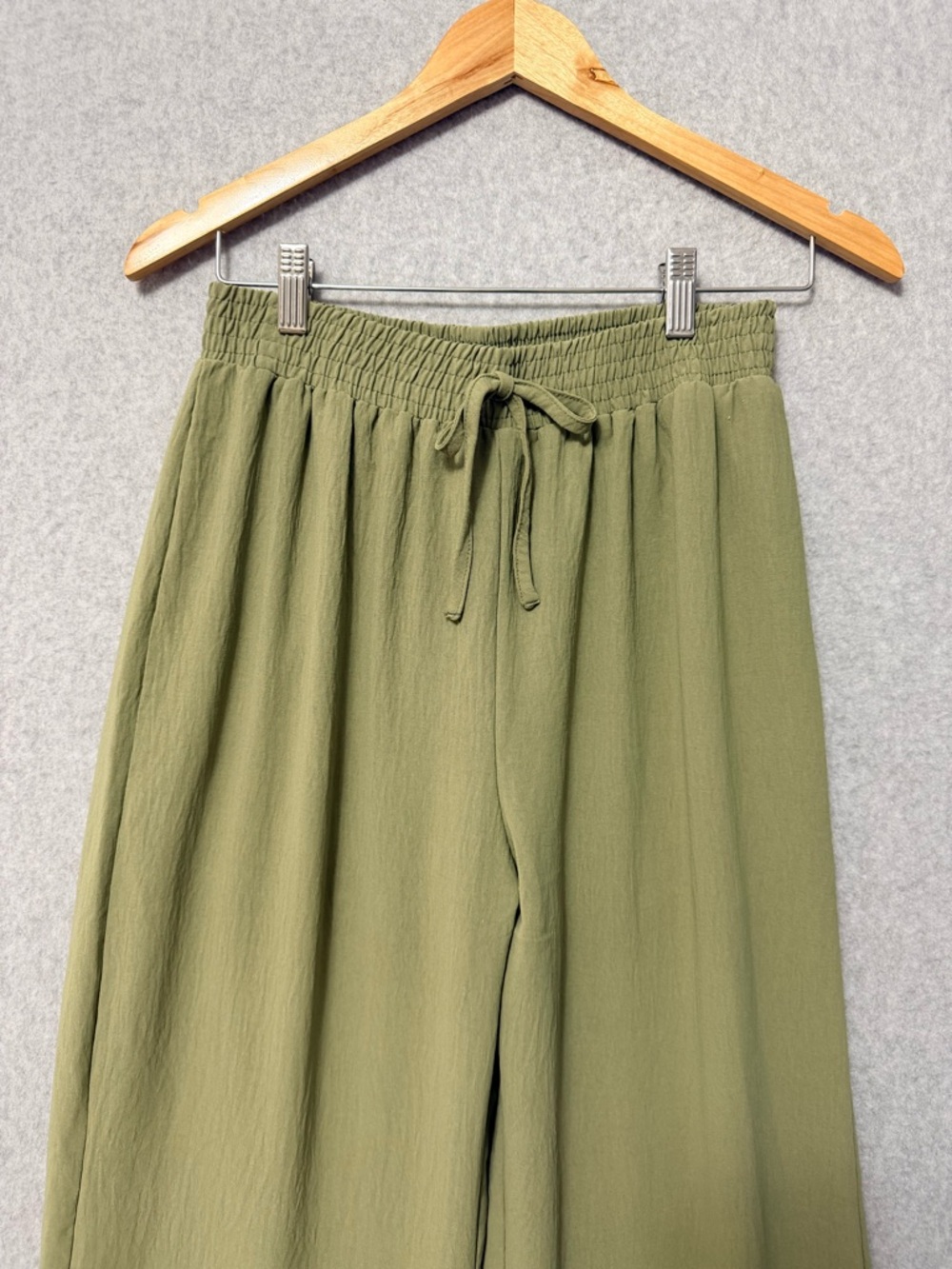 Liv Los Angeles Embroidered Wide Leg Pull On Pants Size Medium Olive Green Boho - Picture 3 of 11